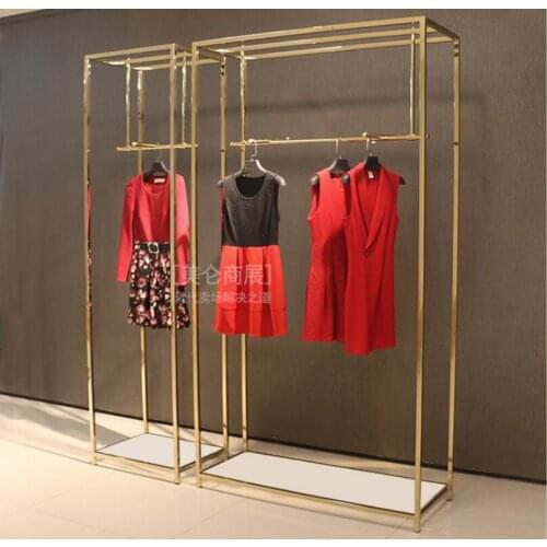 Clothing store display rack stainless steel floor type wall combination front side hanging clothes rack wedding frame customizat