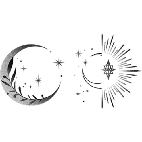 35MM×40MM Sun Moon Stars Tattoo Sticker Waterproof Men and Women Lasting Fresh Clavicle Couple Net Red