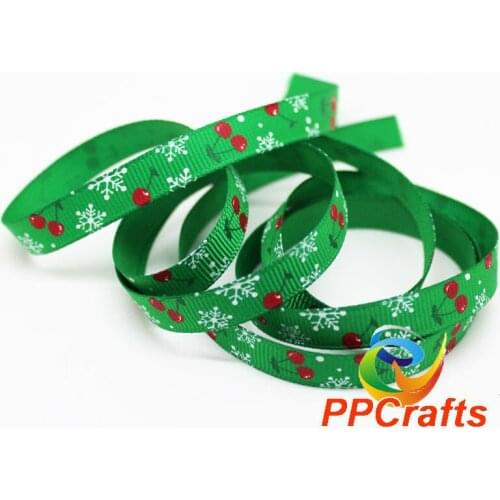 High Quality Christmas Party Crafts ~ Snow Printed Grosgrain Ribbon 100yards/roll free shipping ~ Pick A up from 8 Colors