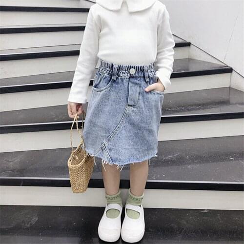 2 3 4 5 6 Years Girl Kids Denim Skirts Korean Solid Elastic Waist Skirt for Girl Spring Autumn Baby Fashion Straight Skirt New