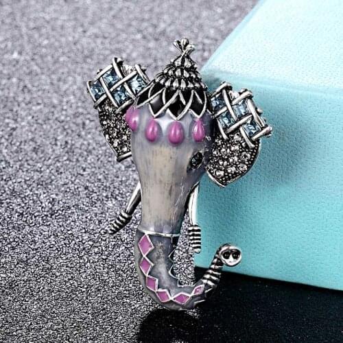 Zlxgirl jewelry fashion womens vintage Elephant heads brooches bouquet perfect rhinestone scarf pins nice hats and bags jewelry