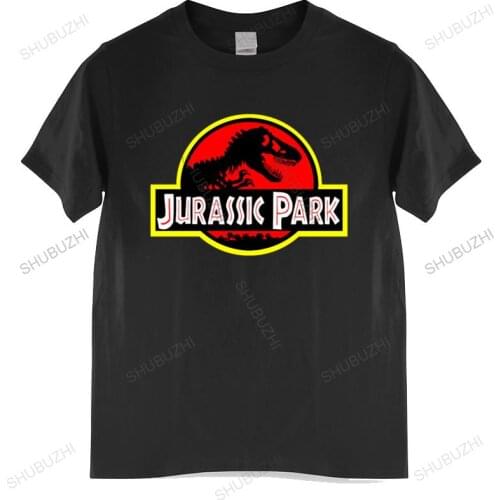 Cotton tshirt men summer tees New Jurasic Park Black Color Tshirt Sizes Funny Top Tees Mens Tshirt