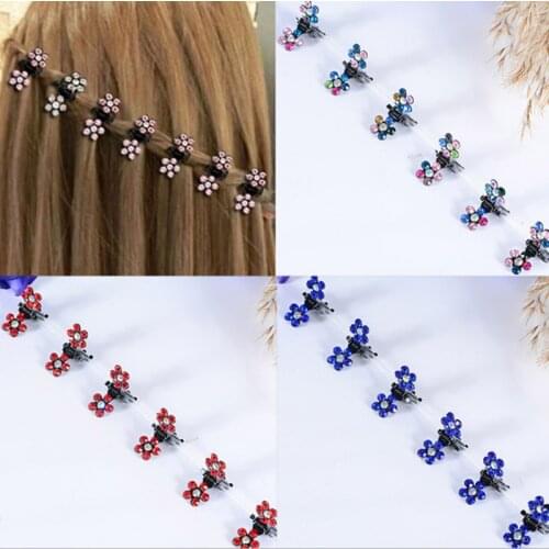 12PCS/set Girls Small Crystal Flowers Hair Claws Children Mini Rhinestone Hair Clamp Kids Hair Oranment Clips Baby Hairpins