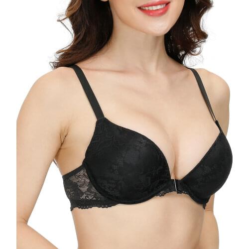 New Sexy Bras Front Close Padded Underwire Push Up Everyday Womens Lace Bras 65 70 75 80 85 90 95 100 A B C D DD E Plus Size