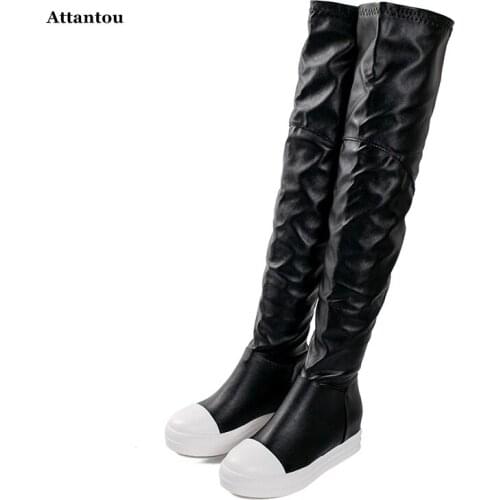 Black flat bottom elastic boots woman shoes over the knee high boots long tube high tube female boots thin sexy