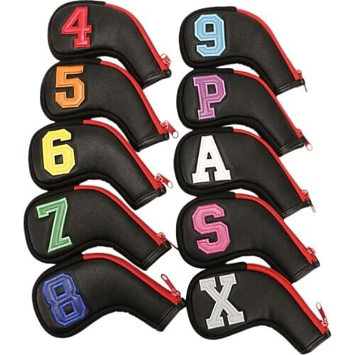 Golf Iron Covers 10Pcs,Golf Iron Head Covers Leather Golf Iron Covers Set Colorful Golf Iron Headcovers With Zipper
