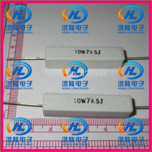 10pcs/lot) 10W 7.5K ohm +/-5% / 10W 7K5J ohm 5% / 10W 7.5KRJ