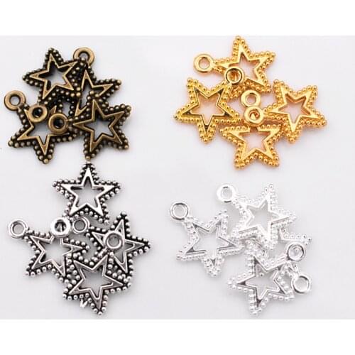17x15x2mm 50pcs/lot 5 Colors Plated Star Charms Pendant For Making DIY Handmade Jewelry,Jewelry Accessories wholesale