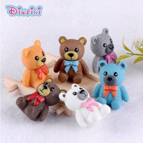 2pcs/set Bear Brwon Grey Blue White Miniature Cartoon Animal model Girl Boy toys Figurine baby home decoration PVC craft