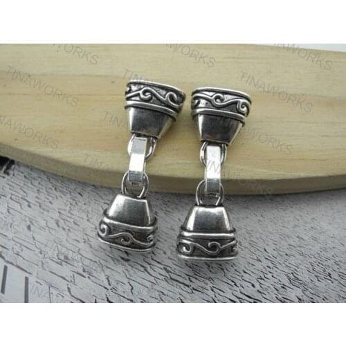 20pcs 10.5x6.5mm Antique Silver Color Carved Snap Clasp For Licorice Leather--CLP1038