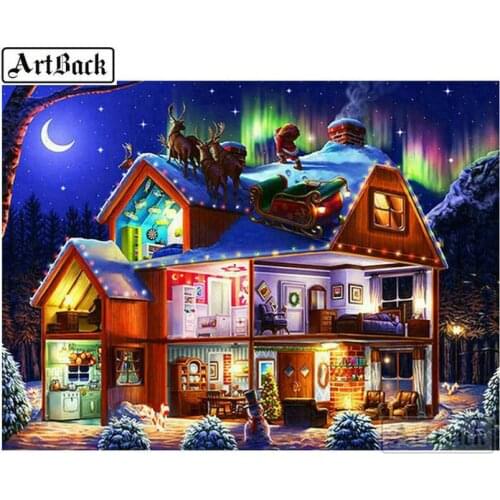 New 5d diy diamond painting house night view full square drill crystal mosaic 3D diamond embroidery home decoration crafts gift