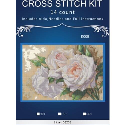 White monthly rose ,Counted Cross Stitch 14CT Cross Stitch Sets Wholesale cartoon Cross-stitch Kits Embroidery Needlework