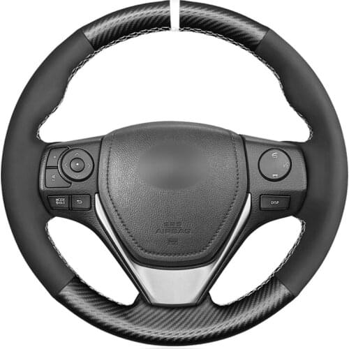 Black Suede Carbon Fiber Car Steering Wheel Cover for Toyota RAV4 Corolla Auris 2012-2019 Isis Corolla iM Scion iM 2015-2016
