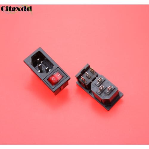 Cltgxdd 1pcs 15A 250V IEC 320 C14 Power Socket Cord Inlet Receptacle With ON OFF Red light Rocker Switch