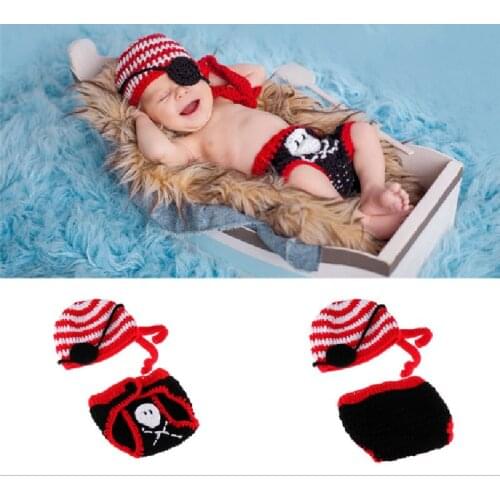 Halloween Baby Photography Clothing Pirates Of The Caribbean Newborn Photo handmade Knit Set Creative Costume