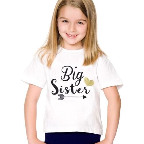 Children clothing Fashion Print Big Sister Letter T-shirts Kids white Short Sleeve Tees Casual Tops Baby Clothes For Boys/Girls