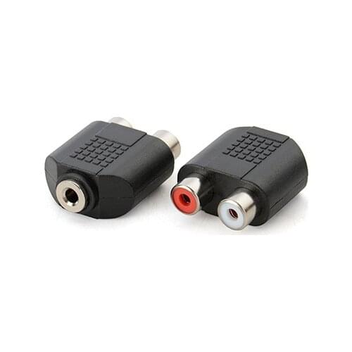 For Speaker Power Amplifier Plated 3.5mm Audio Stereo Jack Female To 2 RCA Female Audio Jack Connector Adapter