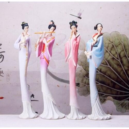 NEW CHINESE STYLE CREATIVE CLASSICAL LADY ART SCULPTURE BEAUTIFUL WOMEN FIGURINE RESIN CRAFTS CABINET DECORATIONS FOR HOME R3597
