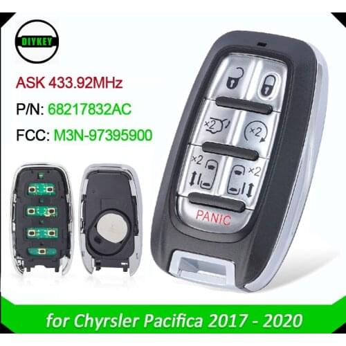 DIYKEY 433MHz 4A/ PCF7953M Chip M3N-97395900 6+1 7 Button Smart Remote Car Key Fob for Chyrsler Pacifica 2017 2018 2019 2020
