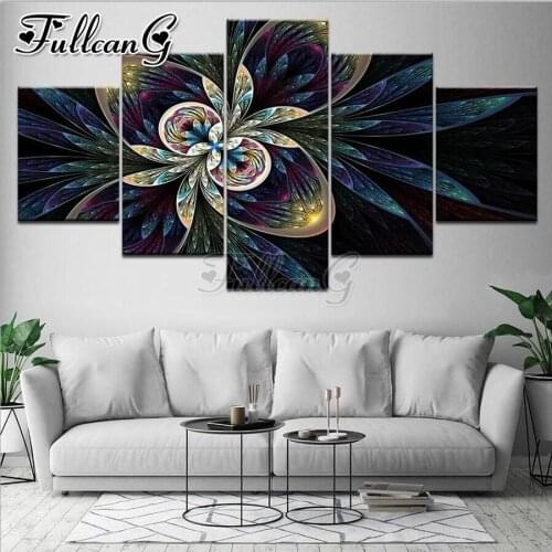 FULLCANG Colorful crystal flower diy 5 piece diamond painting rhinestone full square/round drill mosaic embroidery decor FC2347