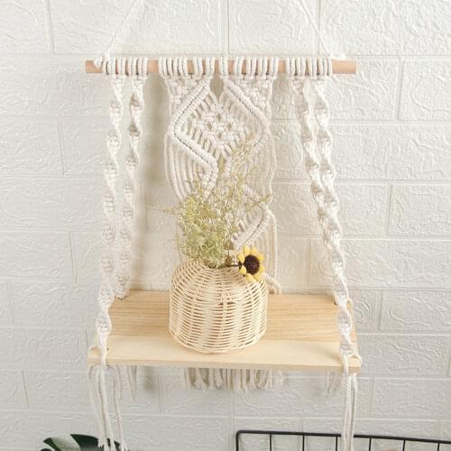 Macrame Tapestry Wedding Wall Art Hanging Tapestry Boho Handmade Cotton Home Decor Tassel Tapestries Hanging Shelf Plant Holder