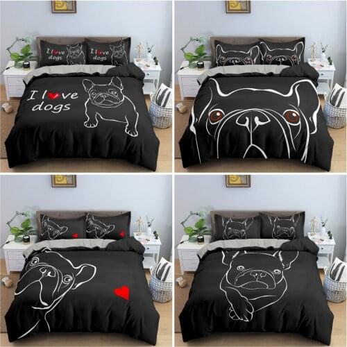 Cute Cartoon Dog Bedding Set Luxury Duvet Cover Set Pillowcase Quilt Cover King Queen Twin Size Bedclothes Home Decor 2/3Pcs