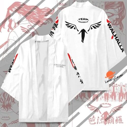 Anime Tokyo Revengers Cloak Hanemiya Kazutora Keisuke Baji Cosplay White Costume Manjiro Sano T-shirt Kimono Summer Halloween