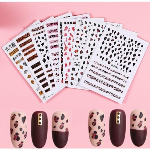 Leopard Print Nail Sticker 3D Nail Decal Matte Frosted Tiger Pattern Nail Art Decorations Nail Stickers Designer Nail Foil