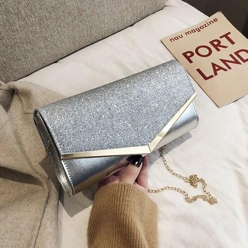 Small bag shiny handbags evening party bags fashion chain shoulder messenger bag sequin dinner bag all-match clutch bag