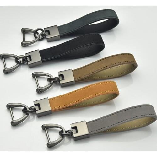 Fashion High Quality Leather Rope Keychain Mens Horseshoe Buckle Rings Couple Auto Jewelry Detachable Metal Luxury Business Gift