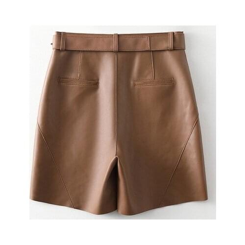 New Women Genuine Real Sheep Leather Shorts H662
