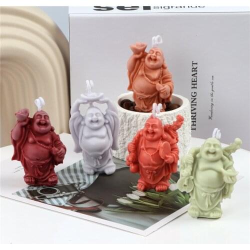 New Fat Baby Buddha Statue Silicone Body Candle Mold Soy Wax Candles Mold Aromatherapy Plaster Candle 3d Mold Handmade Gift