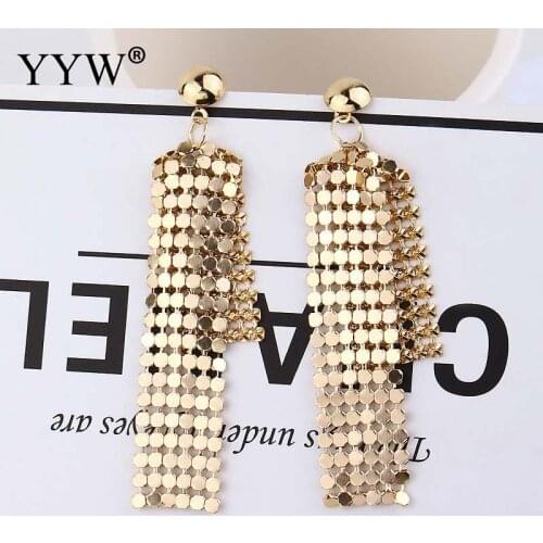 Charm Sequin Drop Earrings New Geometric Round Shiny Dangle Earring Jewelry Women Big Statement Brincos Long Tassels Earrings