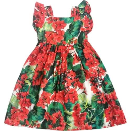 Flower Vest Dress Baby Knee-Length Girls Dress Kids Dresses For Girls Sleeveless Polyester Cute Princess Dress a-line
