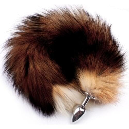Fluffy Fox Tails Anal Plug Metal Manual Butt Plug Trainer Cosplay Flirt Woman Sex Toys