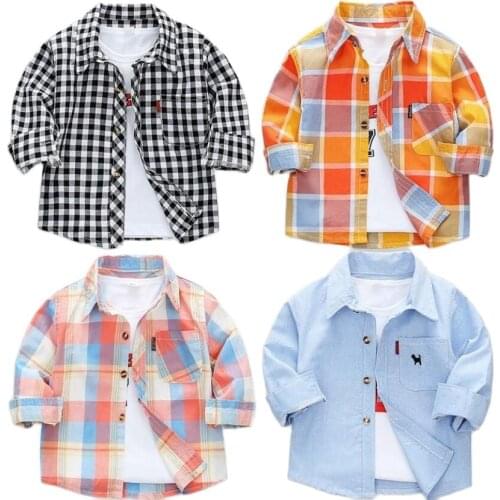 Baby boys shirt kids blouses fashion child long sleeve toddler shirts children casual Turn-down Collar blouse kids clothes 1-9T
