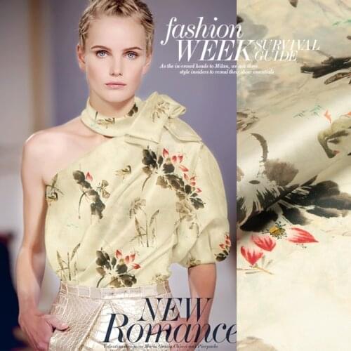 PRINTED SILK STRETCH SATIN 118cm width 19momme Pure Silk Fabric For Sewing Dresses Sewing Accessories