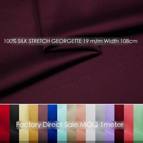 SILK STRETCH DOUBLE GEORGETTE 19mm Width42"-108cmPure Chiffon Fabric Dress Silk Fabric DIY Sewing Fabric Meter MOQ 1 meter