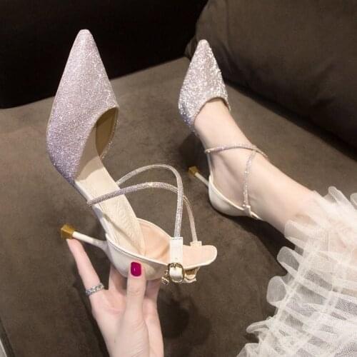 Crystal Shoes Woman Spring 8cm High Heels Shoes Female Thin High Heels Womens Wedding party Shoes Summer Sandals Pumps