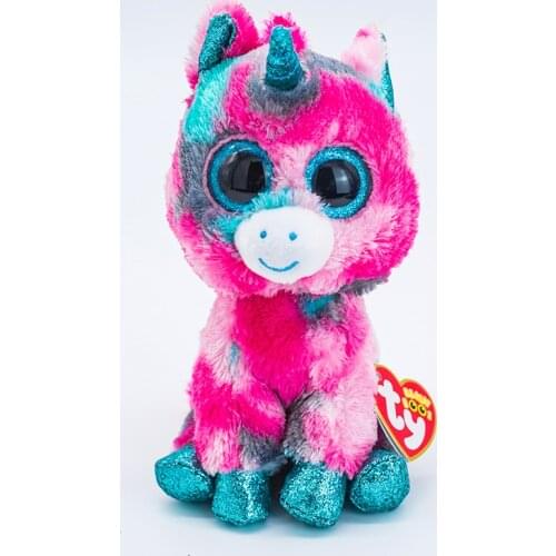 Ty Cute Animal Doll Colorful Blue Unicorn Soft Toy Big Eyes Birthday Christmas Gift For Children Bedside Decoration 15CM