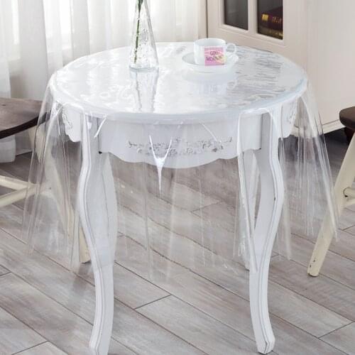 Ultra-thin Transparent PVC plastic waterproof Soft Glass round table cloth Sagging pvc cloth dining table Crystal pad background