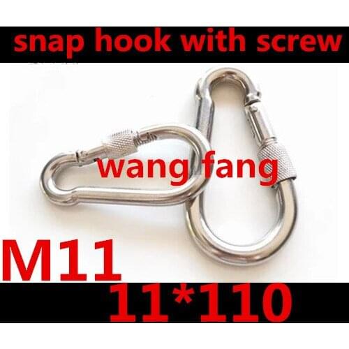 High Quality Stainless Steel 304 m11 11mm 11*120 Snap Hook With Screw Clip Camping Hiking Outdoor