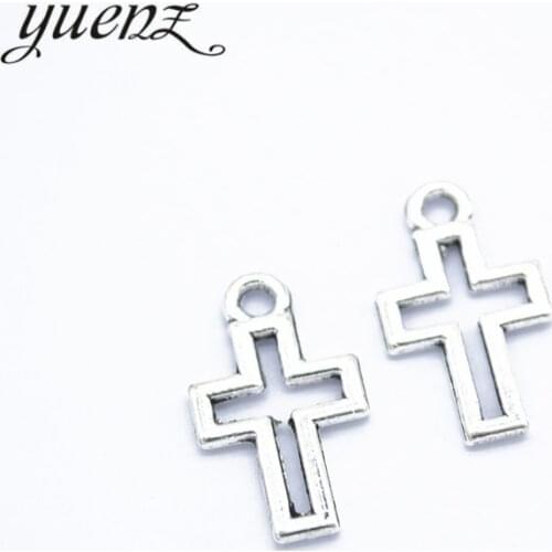 YuenZ 40pcs Antique Silver color Crosses Charm fit for Bracelets Necklace DIY Metal Jewelry Making 17*10mm T88