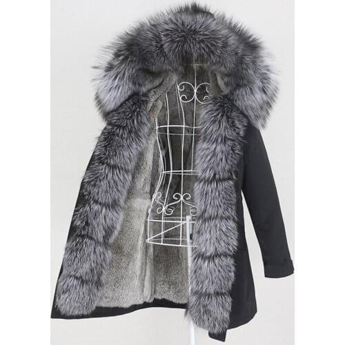 MENINA BONITA 2020 Waterproof Winter Jacket Women Long Parka Real Rabbit Fur Coat Natural Raccoon Fox Fur Collar Hood Streetwear