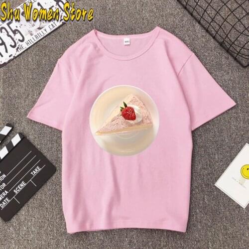 2021 Camisetas Mujer Women T-Shirt Print 90S Girl Leisure Delicious Cake Pattern Tee Femme T Shirt Harajuku Gothic Streetwear