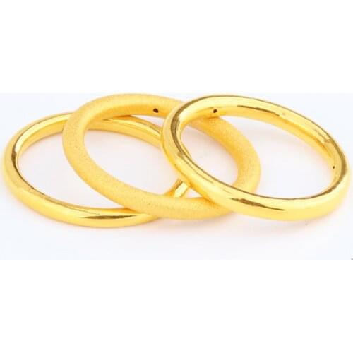 1PCS Real 24K Yellow Gold Ring Women Luck 3D Craft Ring / Smooth / Brush-finished / 1.5mmW / 1-1.4g