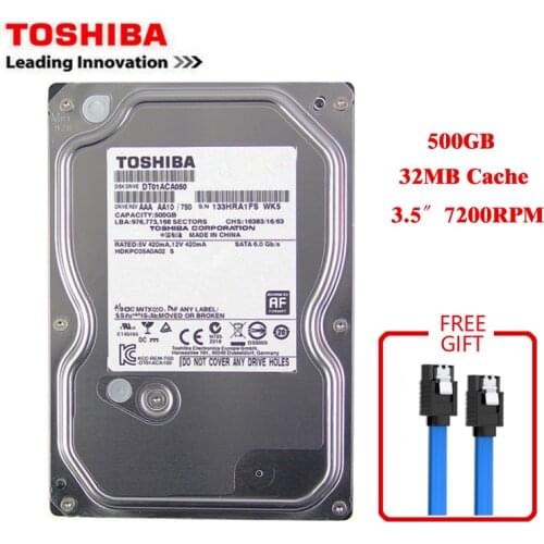 Toshiba brand 500GB desktop computer 3.5" internal mechanical hard disk SATA3 3-6Gb / s HDD 32MB Cache 500GB 7200RPM buffer