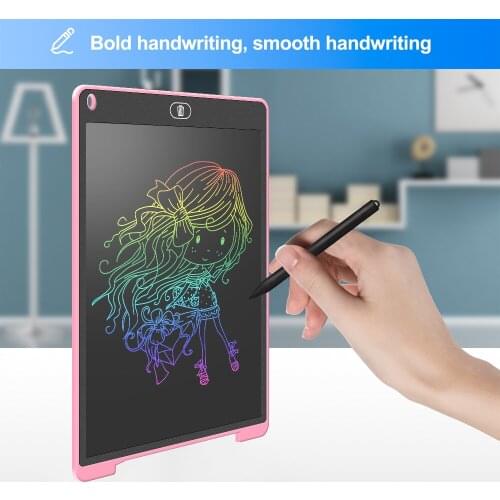 LCD Writing Tablet, 12 Inch Newest High-Tech Colour Screen Writing and Delete Function, Electronic Drawing Tablet, Reusable Pink