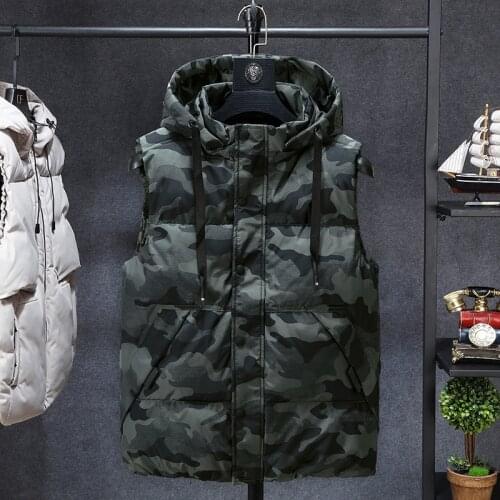 Winter Men Plus Size 6xl 7xl 8xl 9xl 10xl Parka Vest Waistcoat Hoodie Camouflage Sleeveless Jackets Warm Parka Waistcoat Men