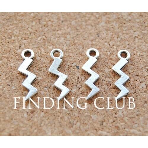 100 pcs Silver Color Lightning Bolt Charm Pendants DIY Metal Bracelet Necklace Jewelry Findings A893